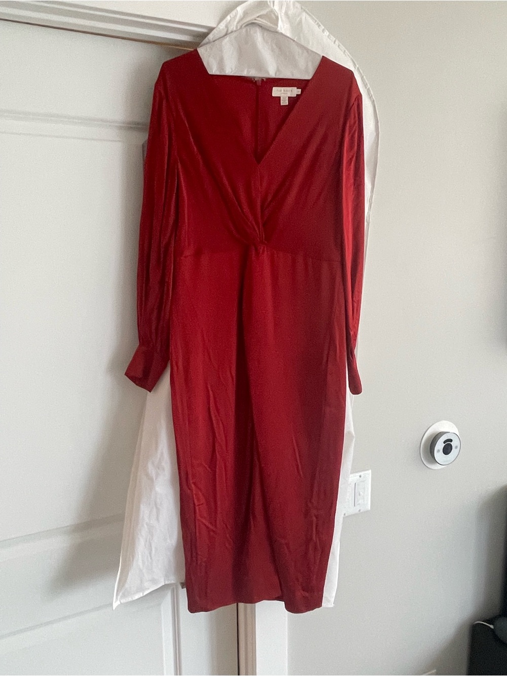 Ted Baker Deep Red Twist-Front Long-Sleeve Dress